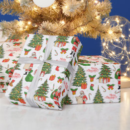 Papier Cadeau Joyeux Noël Père Noël Vérifier sa liste Noël Arbre