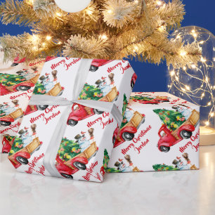Papier Cadeau Joyeux Noël personnalisé Camion de ferme