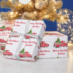 Papier Cadeau Joyeux Noël personnalisé Camion de ferme
