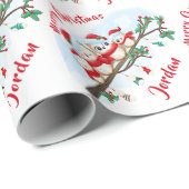 Papier Cadeau Joyeux Noël personnalisé Chouette Chouette Santa H (Coin rond)