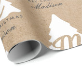 Papier Cadeau Joyeux Noël personnalisé Kraft Monogramme (Coin rond)