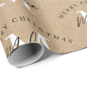 Papier Cadeau Joyeux Noël personnalisé Kraft Monogramme (Coin rond)