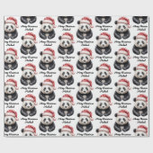 Papier Cadeau Joyeux Noël personnalisé mignon Ours Panda (Plat)