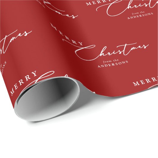 Papier Cadeau Joyeux Noël Personnalisé Moderne Élégant Script (Coin rond)