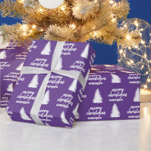 Papier Cadeau Joyeux Noël personnalisé violet