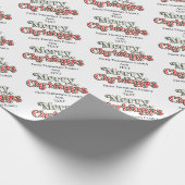 Papier Cadeau Joyeux Noël Photo Custom Texte Sucre de canne roug (Coin)