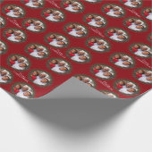 Papier Cadeau Joyeux Noël Photo Wreath Red Christmas (Coin)