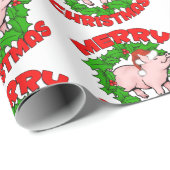 Papier Cadeau Joyeux Noël Piggy (Coin rond)