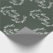 Papier Cadeau Joyeux Noël Pine Berry Bracelet Script vert (Coin)