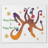 Papier Cadeau Joyeux Noël Poinsettia Wreath (Plat)