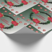 Papier Cadeau Joyeux Noël Poinsettia Wreath (Coin)