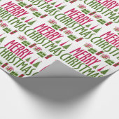 Papier Cadeau Joyeux Noël présents et arbres (Coin)