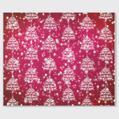 Papier Cadeau Joyeux Noël Red Bokeh Chèvre Arbres de Noël (Plat)