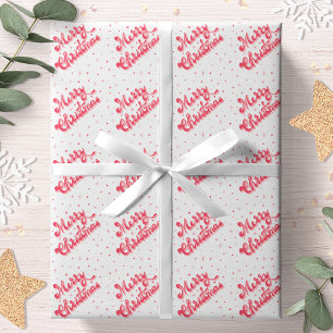 Papier Cadeau Joyeux Noël Retro Stars Holiday Red
