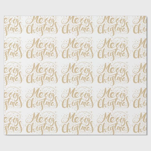 Papier Cadeau Joyeux Noël rétro typographie design motif (Plat)