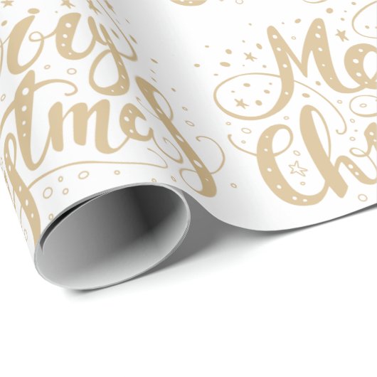 Papier Cadeau Joyeux Noël rétro typographie design motif (Coin rond)