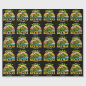 Papier Cadeau Joyeux Noël Rex-mas Dinosaur Nom personnalisé (Plat)