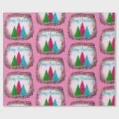 Papier Cadeau Joyeux Noël rose (Plat)