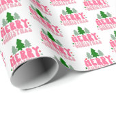 Papier Cadeau Joyeux Noël rose (Coin rond)