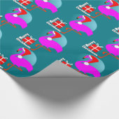 Papier Cadeau Joyeux Noël rose Flamant rose mignon Graphique ten (Coin)