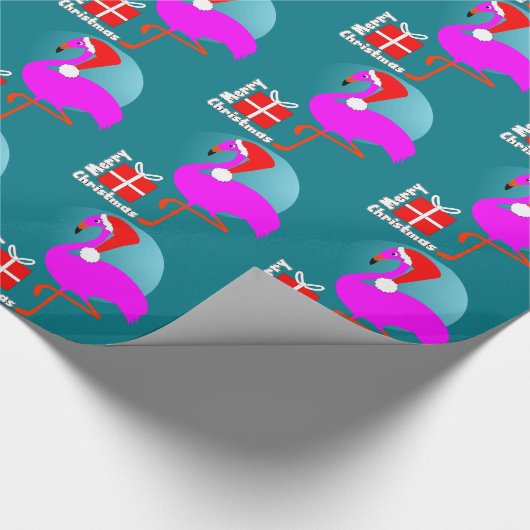 Papier Cadeau Joyeux Noël rose Flamant rose mignon Graphique ten (Coin)
