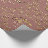 Papier Cadeau Joyeux Noël Rose Motif de script élégant (Coin)