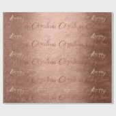Papier Cadeau Joyeux Noël Rose Parties scintillant en or Script  (Plat)