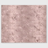 Papier Cadeau Joyeux Noël Rose Parties scintillant florale Scrip (Plat)