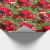 Papier Cadeau Joyeux Noël Rose Parties scintillant or Script Red (Coin)