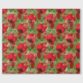 Papier Cadeau Joyeux Noël Rose Parties scintillant or Script Red (Plat)