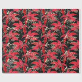 Papier Cadeau Joyeux Noël Rose Parties scintillant or Script Rou (Plat)