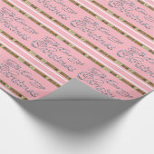 Papier Cadeau Joyeux Noël rose rayé Élégant Vacances (Coin)