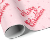 Papier Cadeau Joyeux Noël rose Retro Stations Vacances (Coin rond)