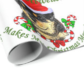 Papier Cadeau Joyeux Noël Rottweiler (Coin rond)