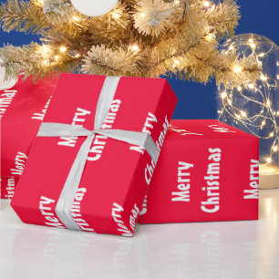 Papier Cadeau Joyeux Noël Rouge Blancs Classique