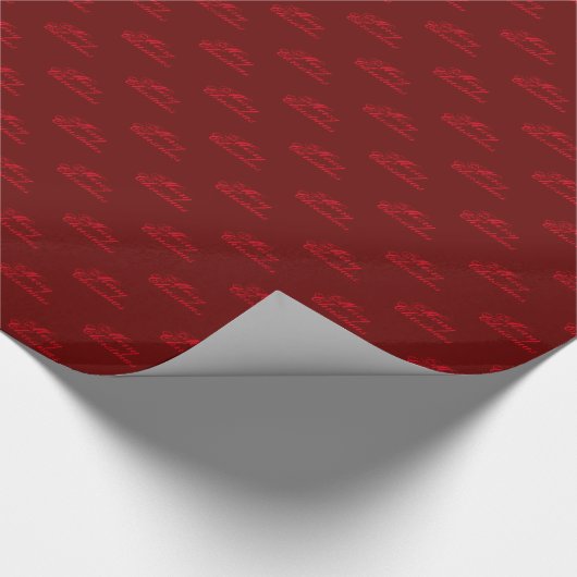 Papier Cadeau Joyeux Noël rouge bordeaux script maroon mignon (Coin)