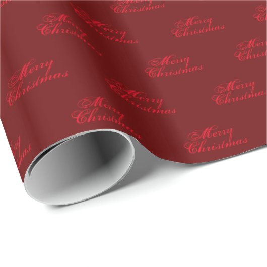 Papier Cadeau Joyeux Noël rouge bordeaux script maroon mignon (Coin rond)