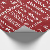 Papier Cadeau Joyeux Noël rouge dans l'autre enveloppe de cadeau (Coin)