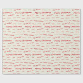 Papier Cadeau Joyeux Noël rouge et blanc Script (Plat)