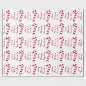 Papier Cadeau Joyeux Noël rouge et blanc Sucres de canne et nom (Plat)