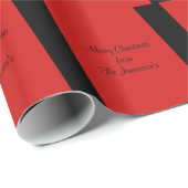 Papier Cadeau Joyeux Noël rouge et noir, nom, (Coin rond)