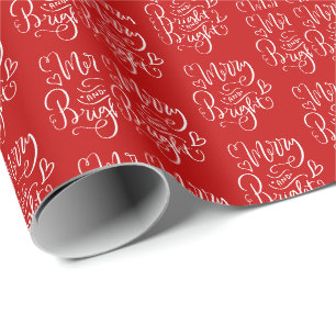 Papier Cadeau Joyeux Noël Rouge Lumineux