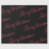 Papier Cadeau Joyeux Noël rouge moderne Noir (Plat)