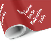 Papier Cadeau Joyeux Noël rouge personnalisé (Coin rond)