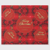Papier Cadeau Joyeux Noël Rouge Poinsettia Élégant Script or (Plat)