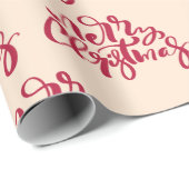 Papier Cadeau Joyeux Noël Rouge Script cadeau de vacances (Coin rond)