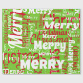 Papier Cadeau Joyeux Noël rouge vert Mot répété (Plat)