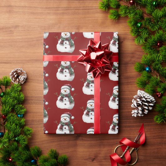 Papier Cadeau Joyeux Noël Rouge Vert Snowman (Cadeau de vacances)