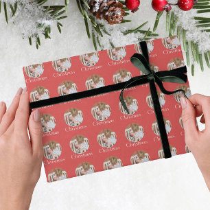Papier Cadeau Joyeux Noël rouge vif photo moderne 