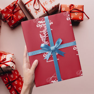 Papier Cadeau Joyeux Noël ruban dessiné à la main rétro